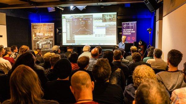 Doug Mountain shows guests how he edits dialogue on shows like The Walking Dead using iZotope software