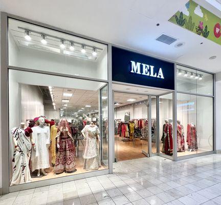 Mela storefront at Westfield Montgomery Mall in Bethesda Maryland. Unit #64 on the mall map.