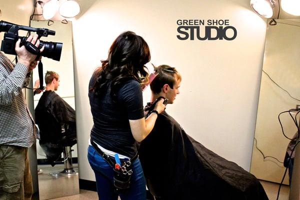 this is a picture of josh willson at green shoe studio getting ready for a photo shoot for his new single that he recorded