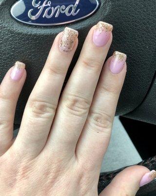 Gold tipped acrylic nails