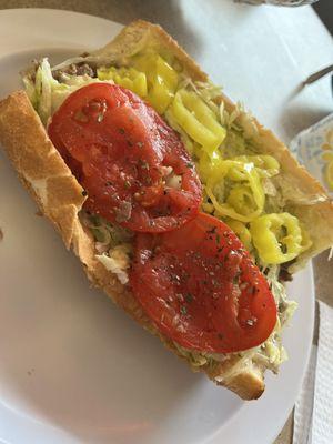 Today's lunch. A cheese steak hoagie with Banana peppers