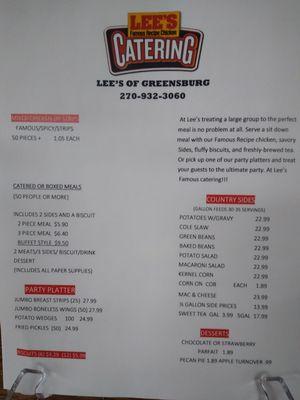 Catering menu (January 2020).