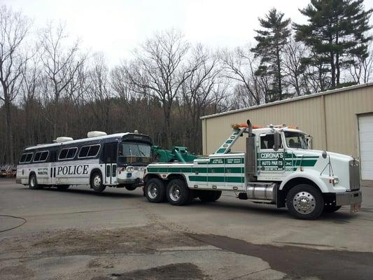 Truck 43 with old police bus