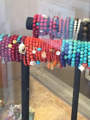 Assorted bracelets in Coral Turqoise and assorted stones great prices.