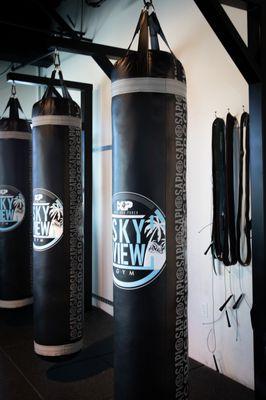 Hanging heavy bags for private boxing training and small group classes