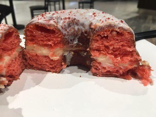 Red velvet cronut, super sweet and good.