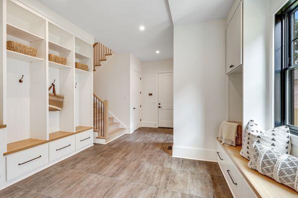 1111 Ingleside Ave., McLean, VA - luxury custom home, mudroom with custom millwork, mosaic tile flooring