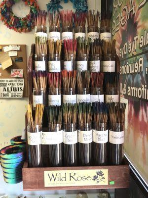 Lots of incense flavors available for purchase.