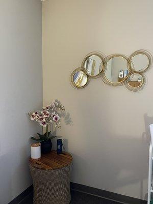 Wall mirror in Massage room.