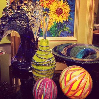 Glass and paintings from Ferguson Gallery