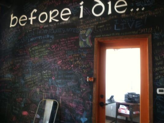 Really cool wall you can write on.