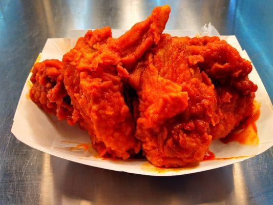 Flaming hot fried chicken wings