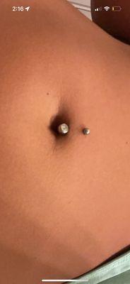 Here is my belly button after dragon's den pierced it. Beautiful.