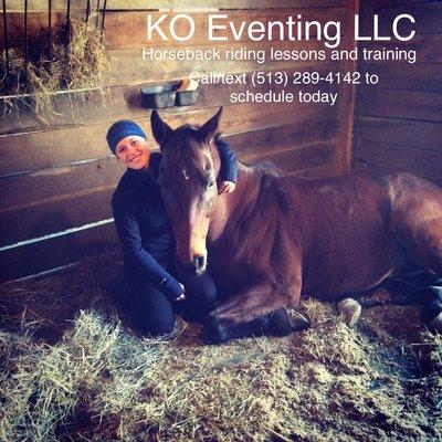 Head coach Kristen with her horse, Remington