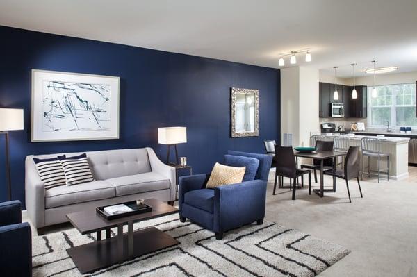 Townhome Kitchen, Living, and Dining Area