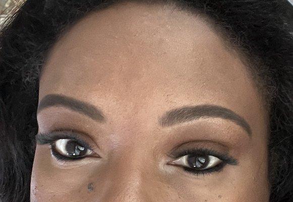 Threaded brows & false lashes