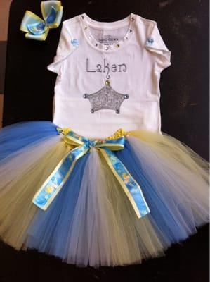 Cinderella inspired tutu n personalized shirt And matching bow