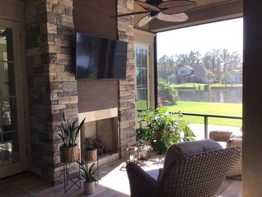 Outdoor lanai fireplace