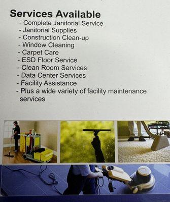 Some of the services we offer.