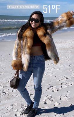 It's cold AF. A chilly 51 degrees.. hence the fur coat.