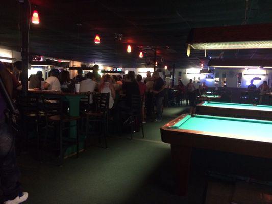 Multiple pool tables inside, APA league play available