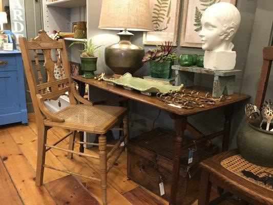 Antique furniture combined with new fern botanicals