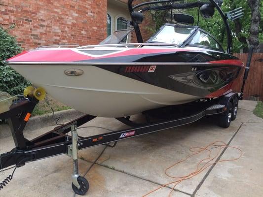 Freshly detailed wake board boat