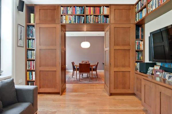 Extensive custom millwork was used to create closets and articulate space in this gut renovation for a family of 4 in Chelsea...