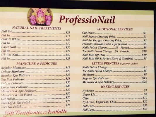 ProfessioNail's care services.