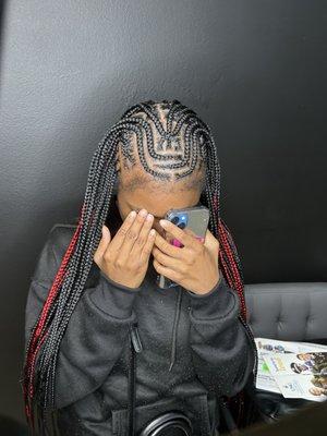 Freestyle braids in the front with knotless box braids in the back