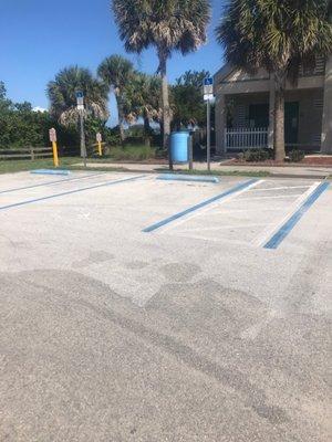 2 handicap parking near bathroom