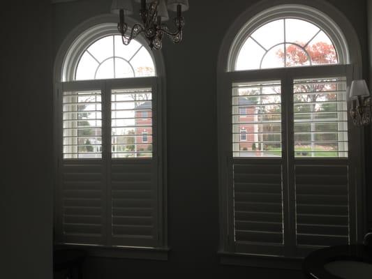 Shutters with divider rail.  Custom measure and Install.