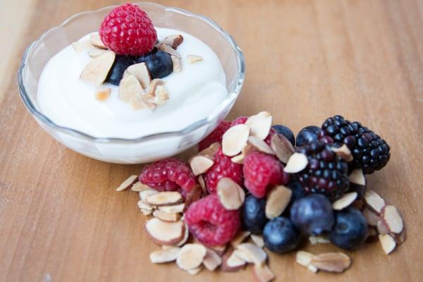 Yogurt Parfait, fully customizable with seasonal fruit, greek yogurt, home-maid gluten free granola