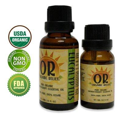 Organic Eucalyptus Essential Oil Bottle 100% Pure, USDA Certified Organic, Vegan, Non GMO, FDA Approved. Steam Extracted.