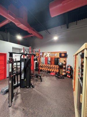 This is the weight training area! Nice selection of equipment.