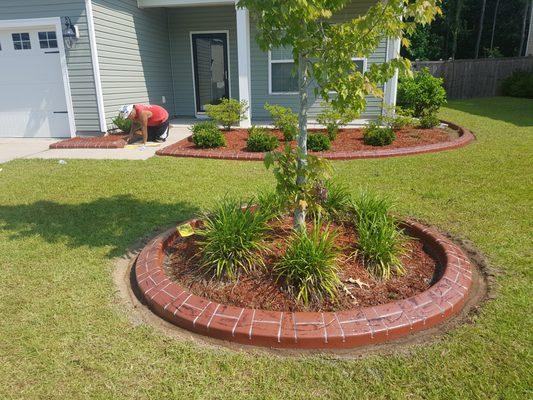 Brick red color, basketweave ash stamp, charcoal texture