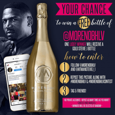 Graphic marketing material for Moreno Champagne