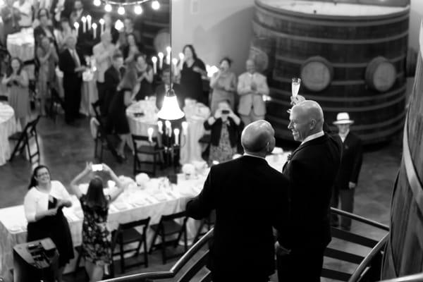 Toasting our guests at our wedding reception at Sebastian Winery in Sonoma.