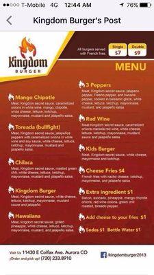 Our English menu