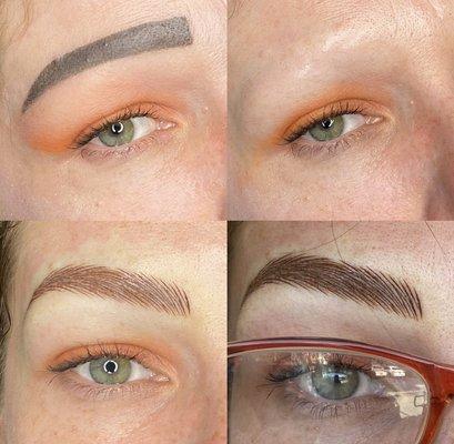 Clients makeup before and after microblading