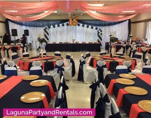 Sweet 16 birthday party | event decor by Laguna Party & Rentals (www.lagunapartyandrentals.com 916-399-9026)