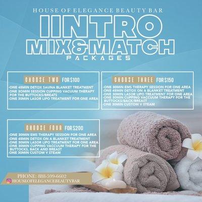 Intro mix and match packages for 1st time clients