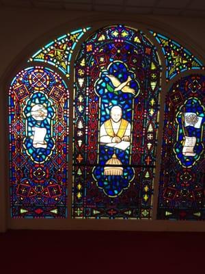 One of the windows in the sanctuary