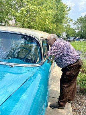 My dad enjoying the vintage cars just one of the amazing outings that they have at Arden Courts Geneva for the residents to enjoy there.