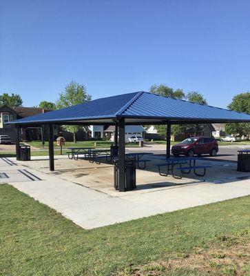 The more modern of two picnic pavilions, this one is located next to the playground.