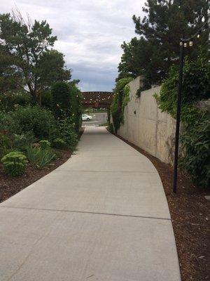 Walkway leading to the parking lot. It takes a few min to walk to the front entrance of the building.