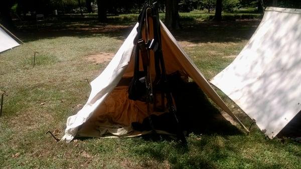 Typical soldier's tent designed to hold four men!