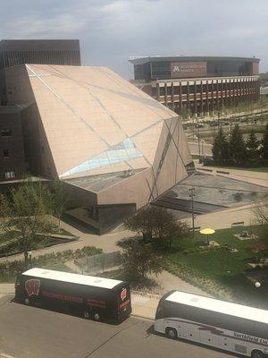 Macnamera Alumni Center, viewed from The Graduate Hotel.