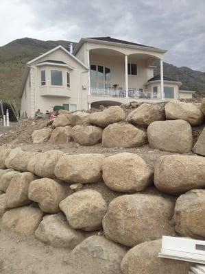 Tiered Granite Retaining Walls