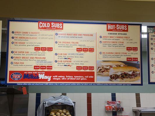 Jersey Mike's Menu Board.